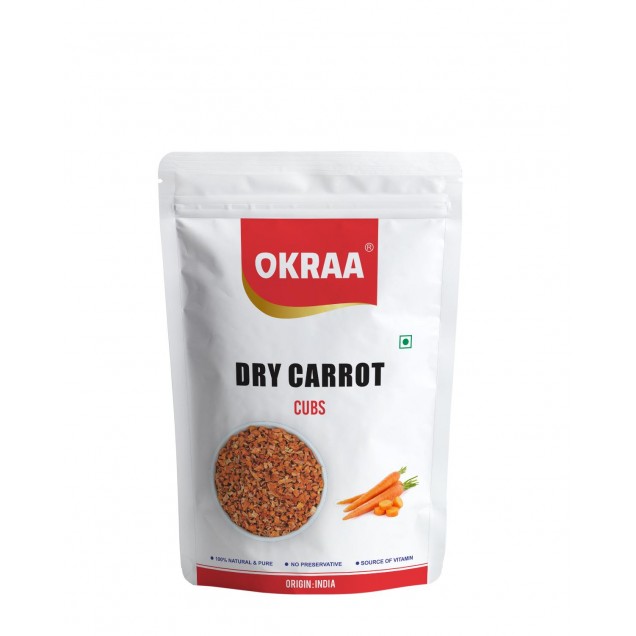 Dry Carrot Cubs / Dehydrated Carrot Cubs - 100 GM